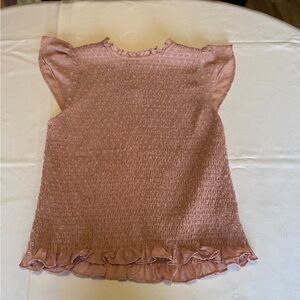 Adrianna Papell Dusty Pink Smocked Sleeveless Top with Ruffle